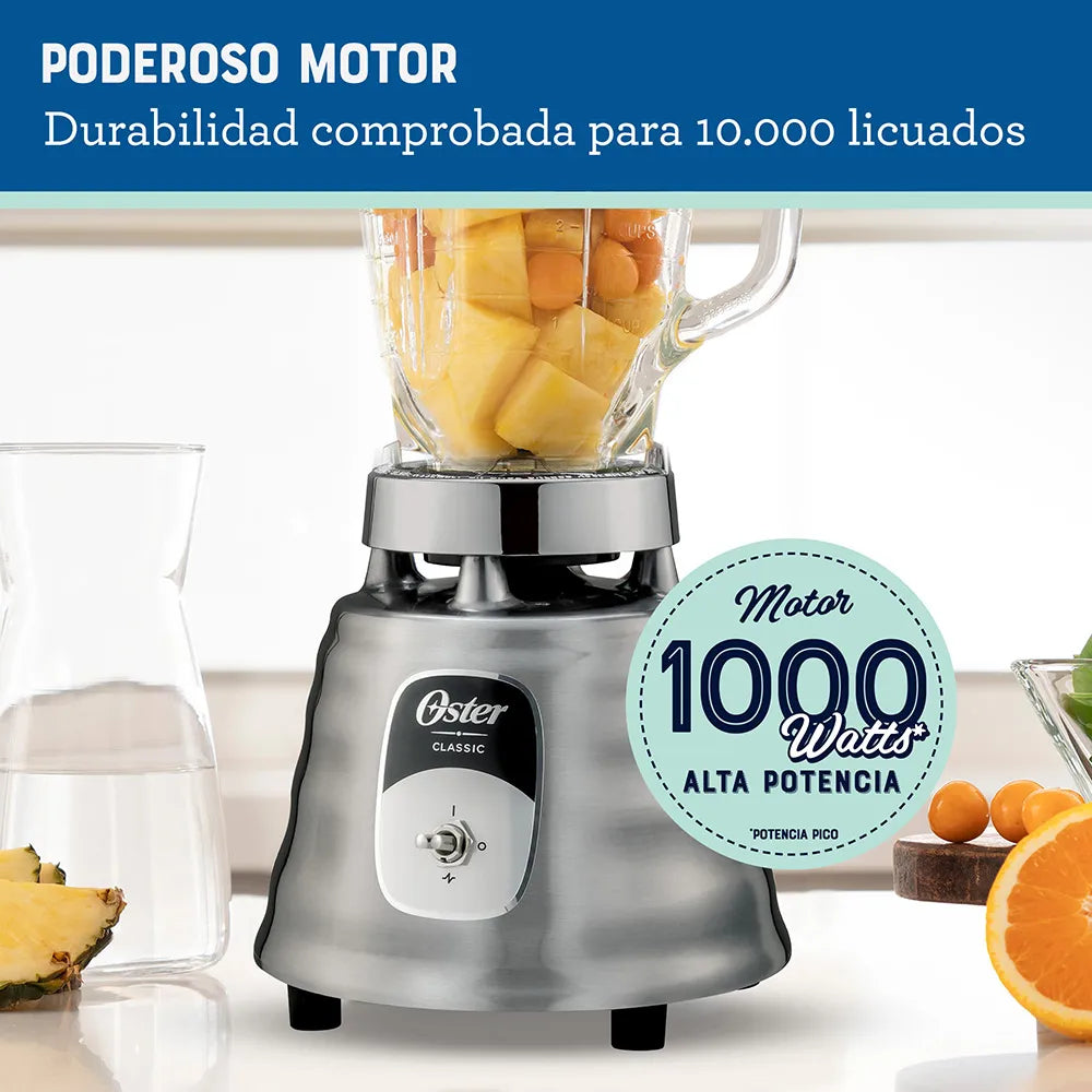 Licuadora clásica Oster® de acero inoxidable opaco con interruptor de palanca de 1 velocidad + pulso BLST4093