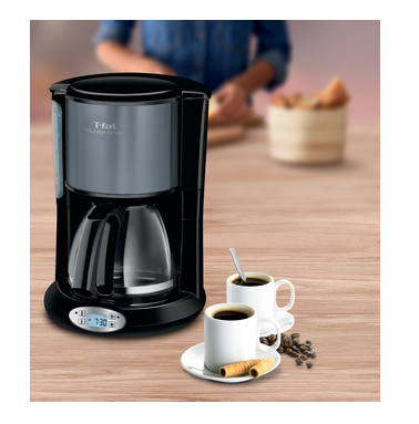 T-FAL CAFETERA DE FILTRO PROGRAMABLE SUBITO MINERAL GREY 12 TAZAS